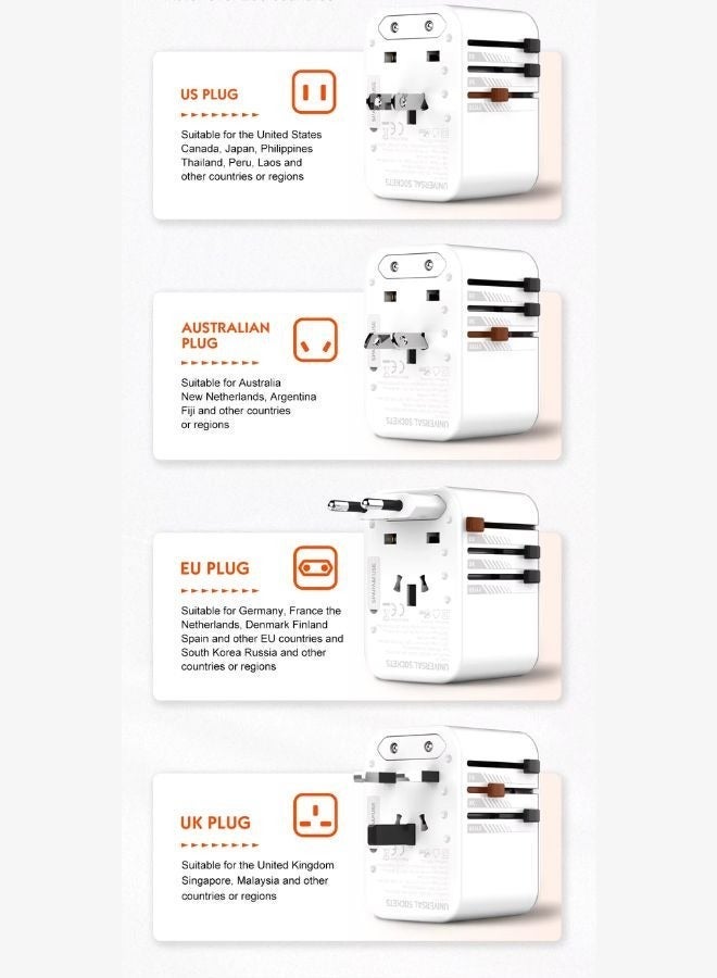 LDNIO محول سفر عالمي 45 واط محول دولي مع شحن سريع USB 2 نوع C شاحن حائط شامل عالمي المملكة المتحدة الولايات المتحدة أستراليا الاتحاد الأوروبي - Image 3